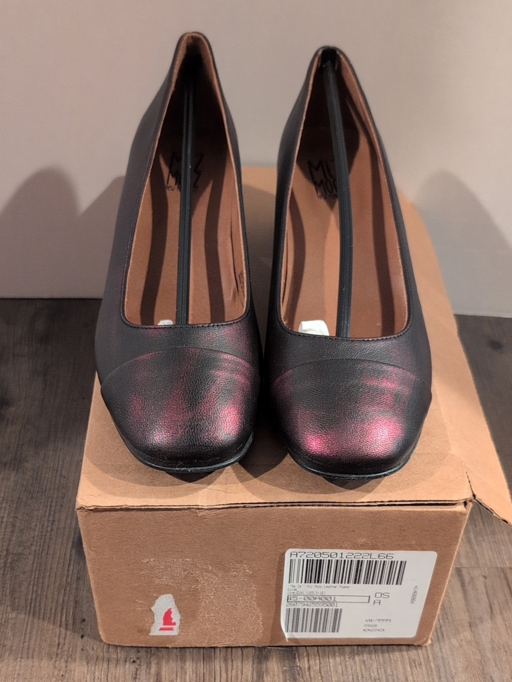 Miz Mooz Wine Shimmer Leather Pumps